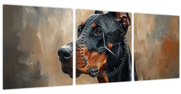 Kép - Dobrman portréja (órával) (90x30 cm)
