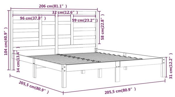 VidaXL Tömörfa Ágykeret - 200x200 cm