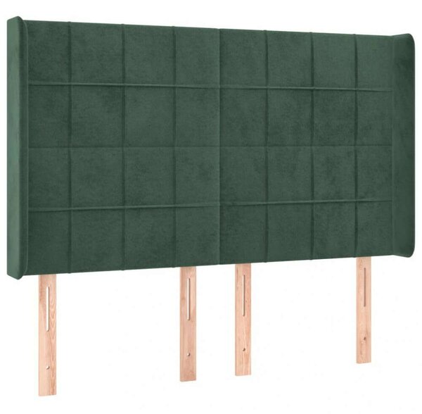 VidaXL sötétzöld bársony LED-es fejtámla 147x16x118/128 cm