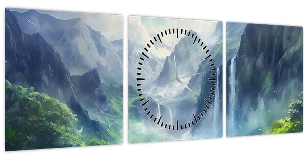 Kép - Vízesések völgye (órával) (90x30 cm)