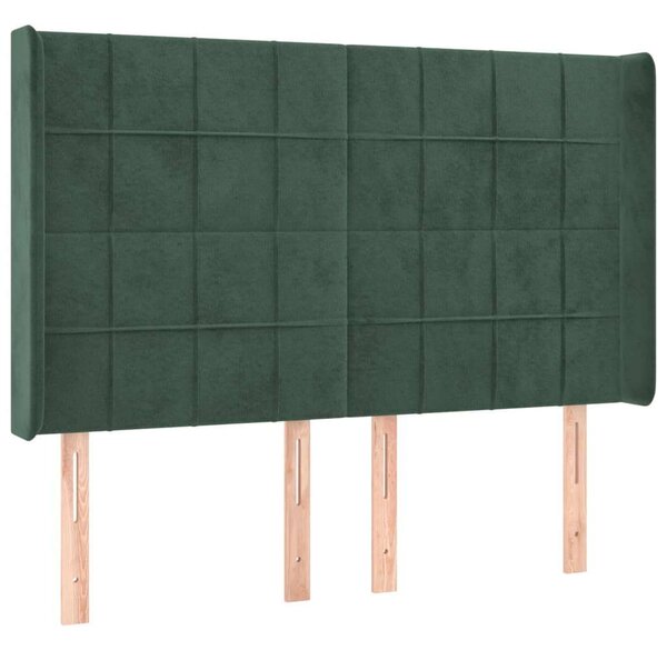 VidaXL sötétzöld bársony LED-es fejtámla 147x16x118/128 cm