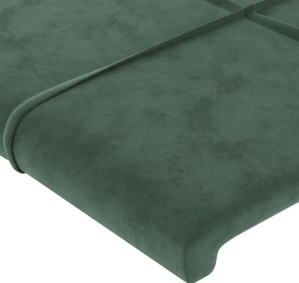 VidaXL sötétzöld bársony LED-es fejtámla 147x16x118/128 cm