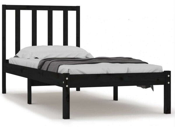 VidaXL Fekete Fenyőfa Ágykeret - 75x190 cm
