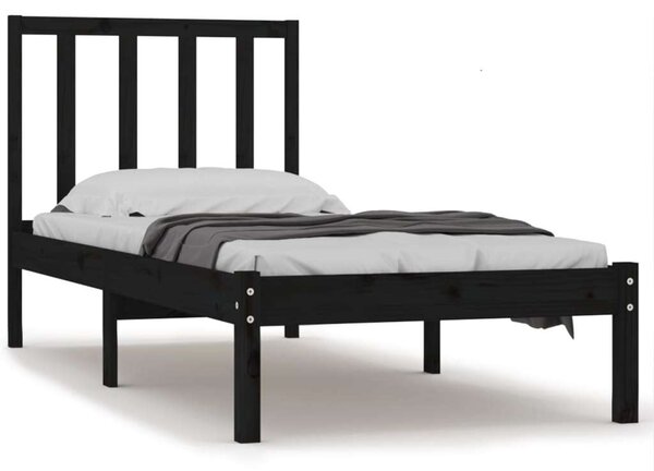 VidaXL Fekete Fenyőfa Ágykeret - 75x190 cm