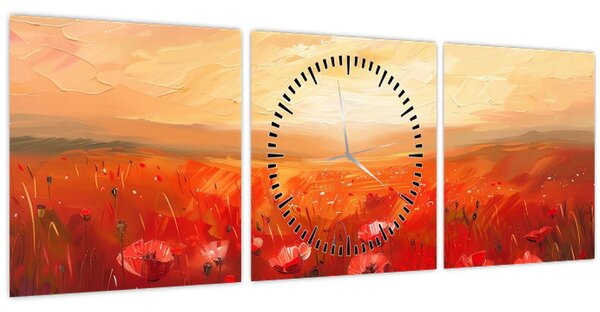 Kép - Mező pipacsok (órával) (90x30 cm)