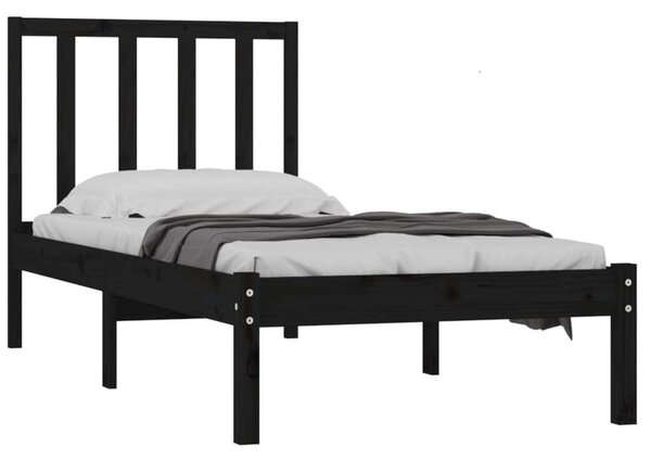VidaXL Fekete Fenyőfa Ágykeret - 75x190 cm