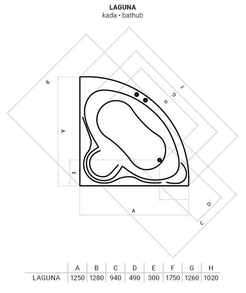 Favorit Laguna Akril Sarokkád - 125x125 cm