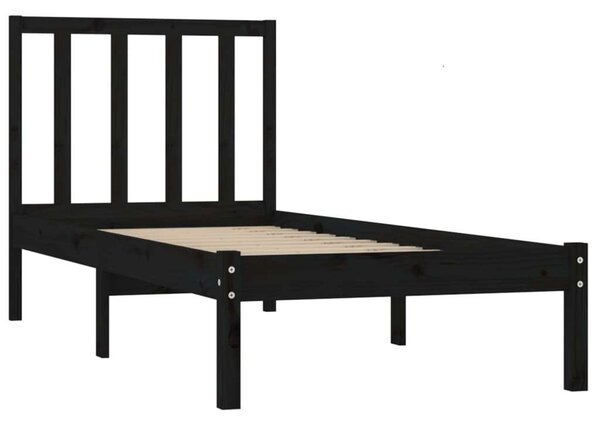 VidaXL Fekete Fenyőfa Ágykeret - 75x190 cm