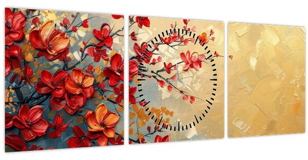 Kép - Virágzó fa (órával) (90x30 cm)