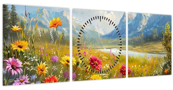 Kép - Festett táj (órával) (90x30 cm)