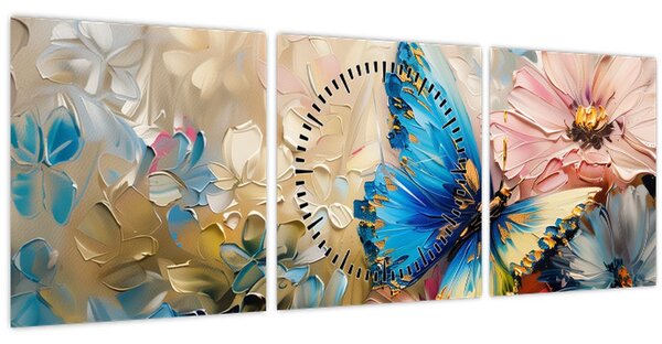 Kép - Virágok és pillangók festése (órával) (90x30 cm)