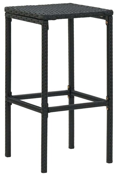 VidaXL - 3 db Bárszék - Fekete Polyrattan - Párnával