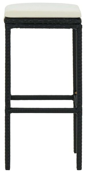 VidaXL - 3 db Bárszék - Fekete Polyrattan - Párnával