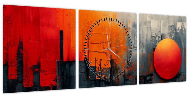Kép - Absztrakt festmény a városról (órával) (90x30 cm)