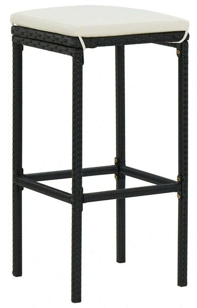 VidaXL - 3 db Bárszék - Fekete Polyrattan - Párnával