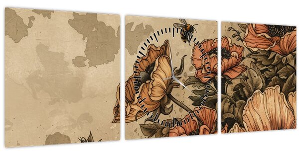 Kép - Méhecske rét II. (órával) (90x30 cm)