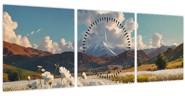 Kép - Csendes táj (órával) (90x30 cm)