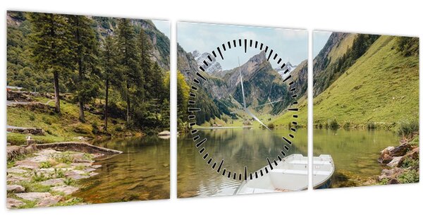 Kép - Seealpsee, svájci tó (órával) (90x30 cm)