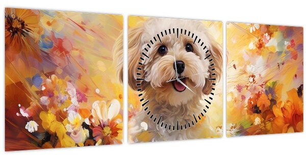 Kép - Boldog kutya (órával) (90x30 cm)