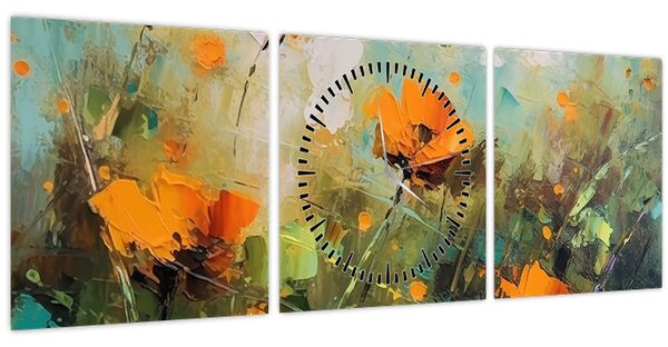 Kép - Virágok (órával) (90x30 cm)