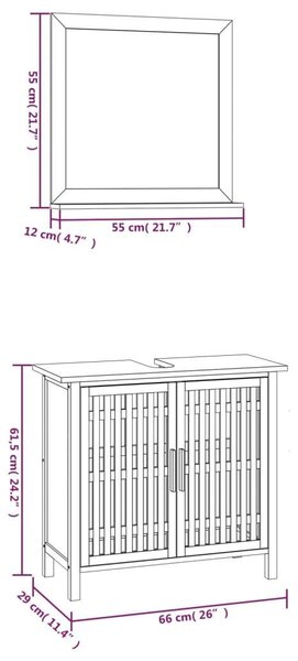 Diófa Fürdőszobabútor Szett - 2 részes