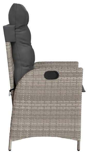 2 db világosszürke polyrattan dönthető kerti szék párnákkal