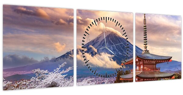 Kép - Fuji hegy (órával) (90x30 cm)