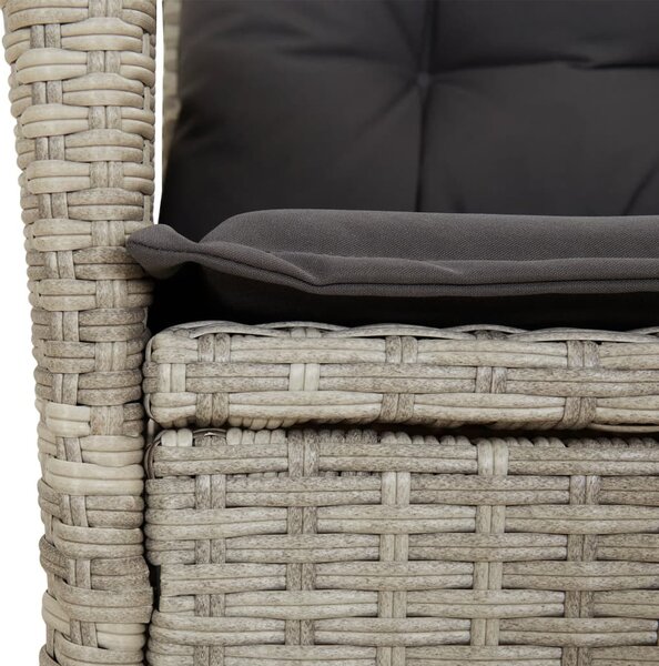 Világosszürke polyrattan dönthető kerti szék párnával