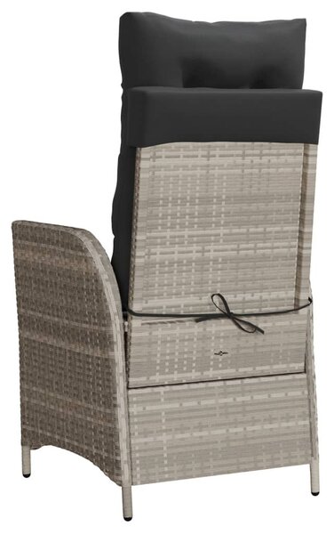 Világosszürke polyrattan dönthető kerti szék párnával