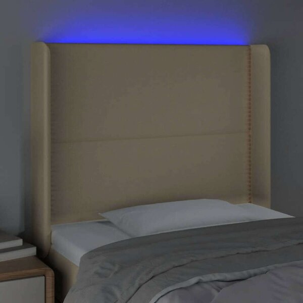 VidaXL krémszínű szövet LED-es fejtámla 103x16x118/128 cm