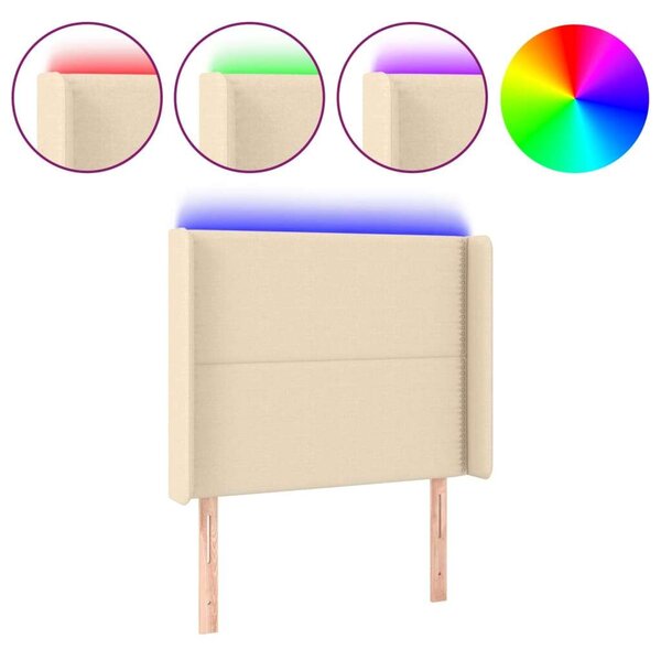 VidaXL krémszínű szövet LED-es fejtámla 103x16x118/128 cm