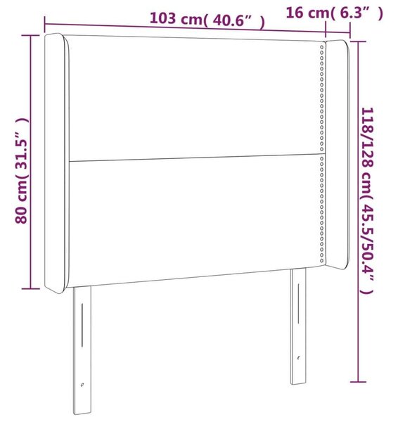VidaXL krémszínű szövet LED-es fejtámla 103x16x118/128 cm