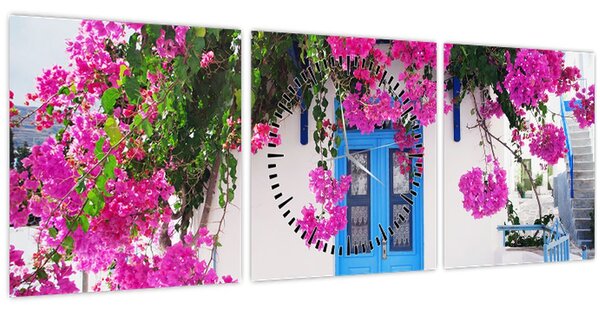 Kép - Hagyományos görög ház (órával) (90x30 cm)