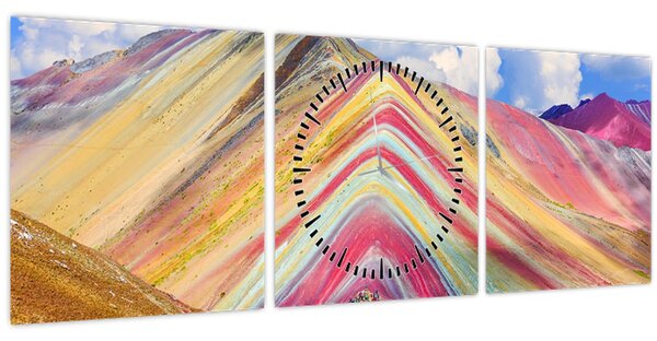 Kép - Rainbow Mountain, Peru (órával) (90x30 cm)