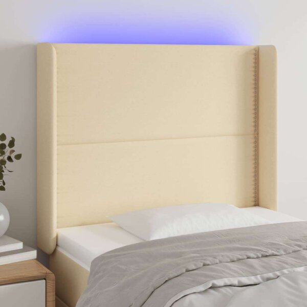 VidaXL krémszínű szövet LED-es fejtámla 103x16x118/128 cm