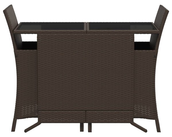 3 részes barna polyrattan bisztrógarnitúra párnákkal