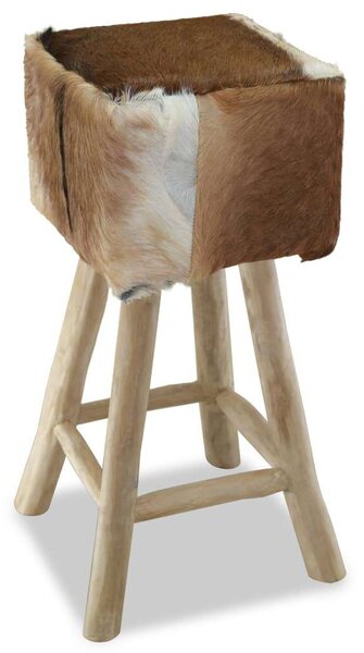 Teakfa Bárszék - Kecskebőr - 76cm