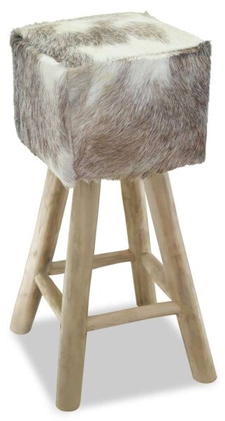 Teakfa Bárszék - Kecskebőr - 76cm