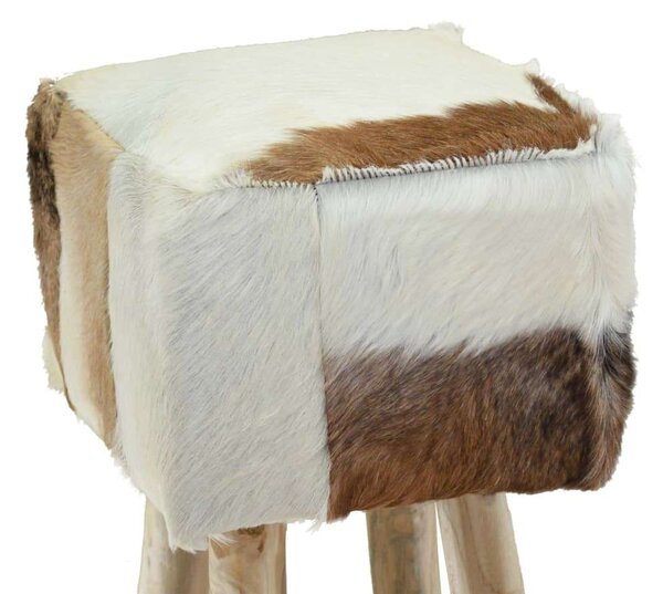 Teakfa Bárszék - Kecskebőr - 76cm