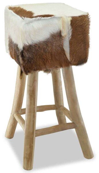 Teakfa Bárszék - Kecskebőr - 76cm