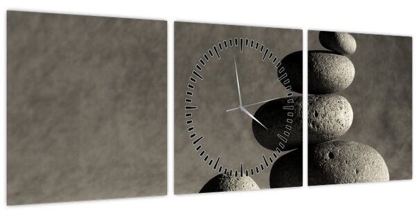 Kép - Szürke kövek (órával) (90x30 cm)