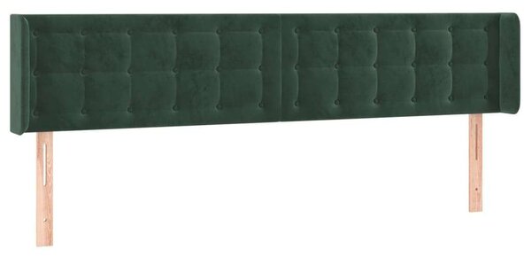 VidaXL sötétzöld bársony LED-es fejtámla 163 x 16 x 78/88 cm