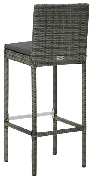 VidaXL Polyrattan Bárszék - Szürke - 6 db