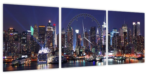 Kép - New York-i felhőkarcolók megvilágítva (órával) (90x30 cm)