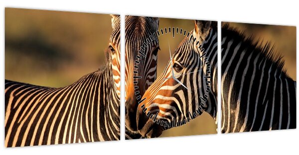 Kép - Két zebra (órával) (90x30 cm)