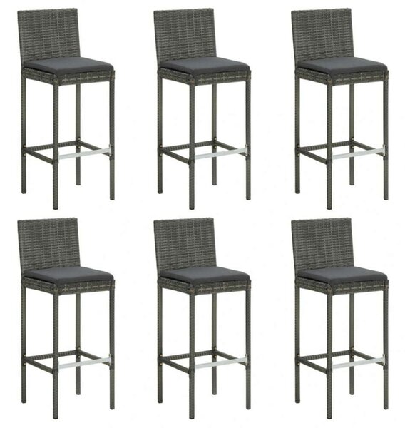 VidaXL Polyrattan Bárszék - Szürke - 6 db