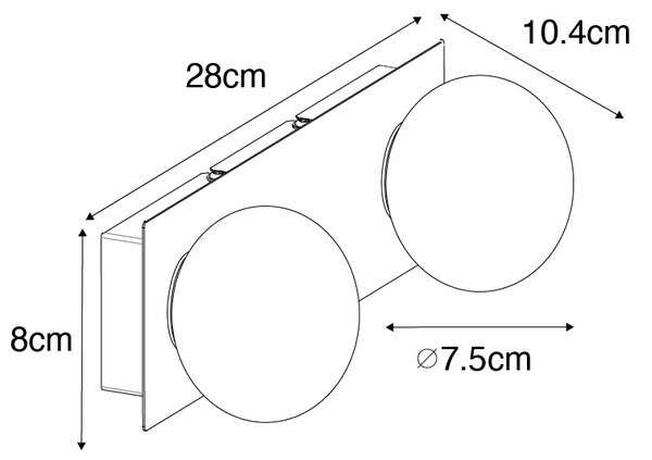 Fali lámpa arany 28 cm IP44 2-lámpás kapcsolóval - Cederic