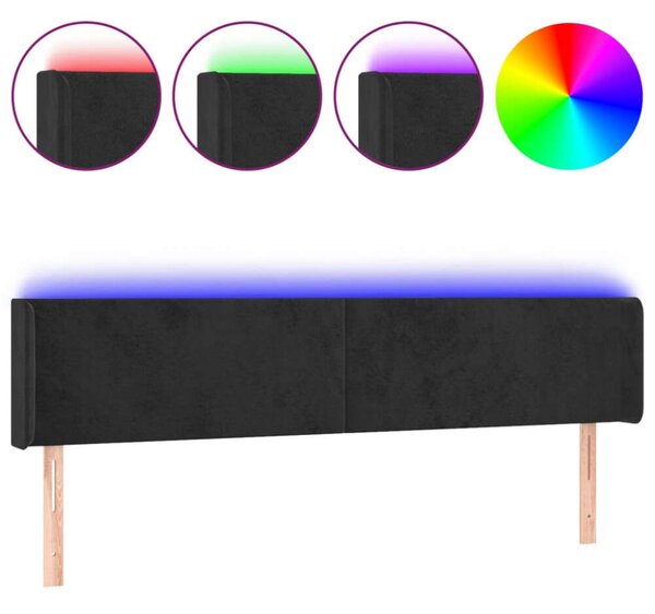 VidaXL LED-es Fejtámla - Bársony - Fekete - 203cm