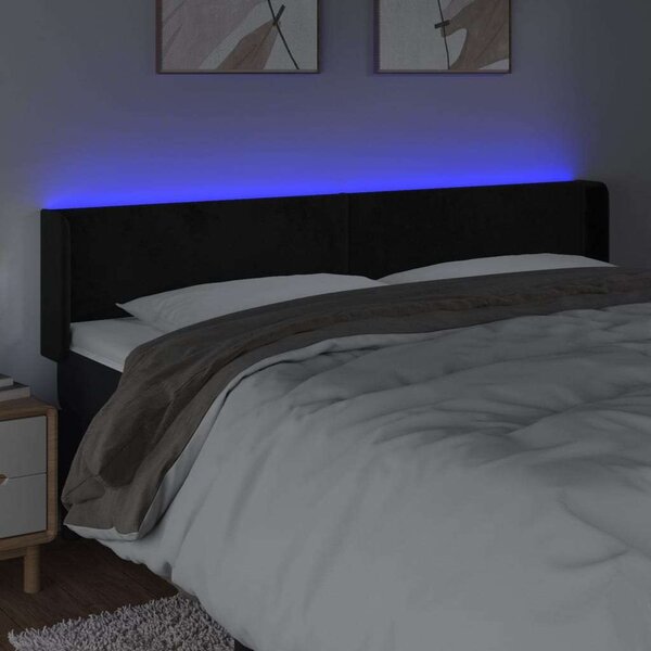 VidaXL LED-es Fejtámla - Bársony - Fekete - 203cm