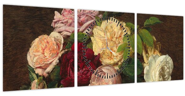 Kép - Henri Fantin-Latour, Roses de Nice on a Table, reprodukciók (órával) (90x30 cm)